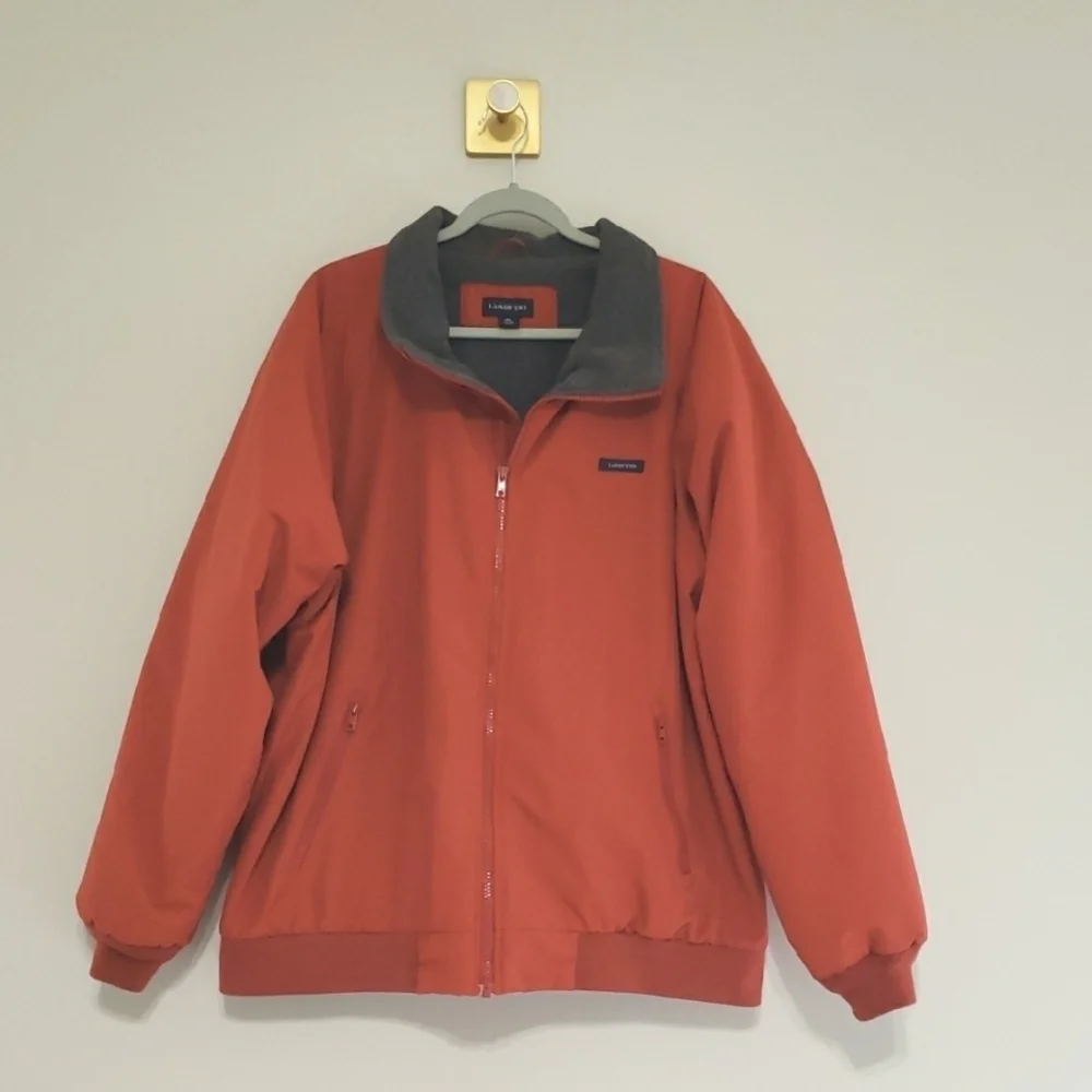 Lands' End Insulated Bomber Jacket Men XL Rust Orange Outdoor Work Trail Winter